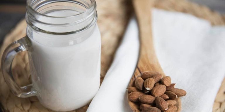 Jug of Almond Milk and Almonds