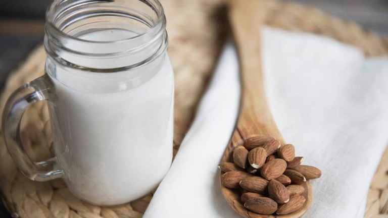 Jug of Almond Milk and Almonds