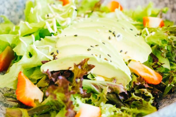 Avocado and Strawberry with vegetable salad