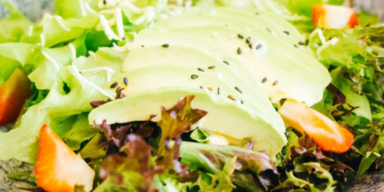 Avocado and Strawberry with vegetable salad