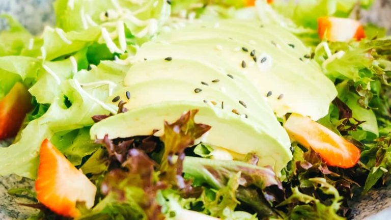 Avocado and Strawberry with vegetable salad