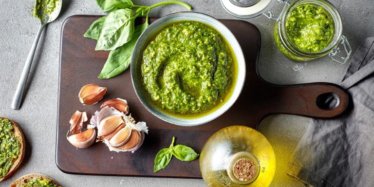 bowl of basil pesto