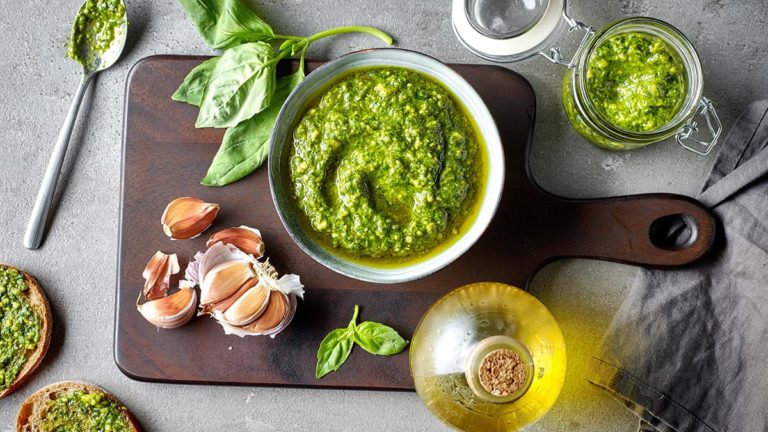 bowl of basil pesto