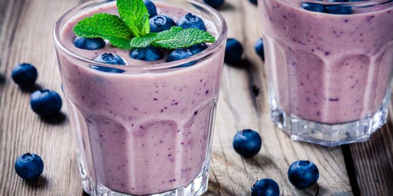 Blueberry smoothie in a glass