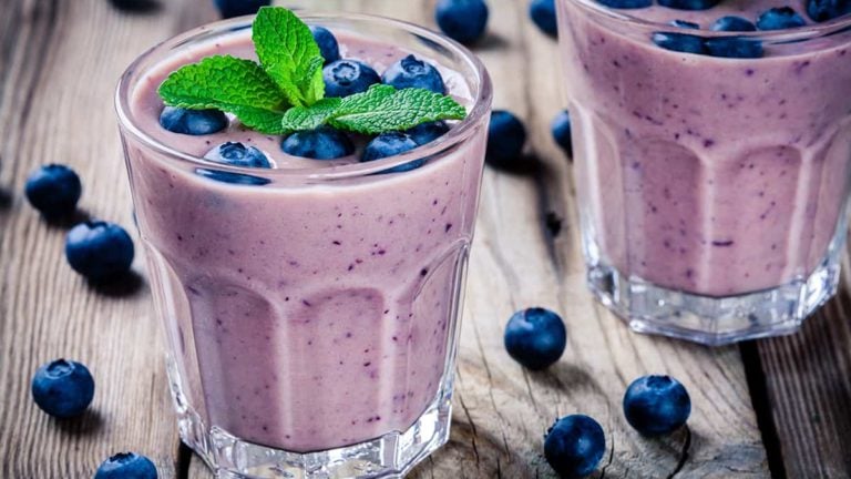 Blueberry smoothie in a glass