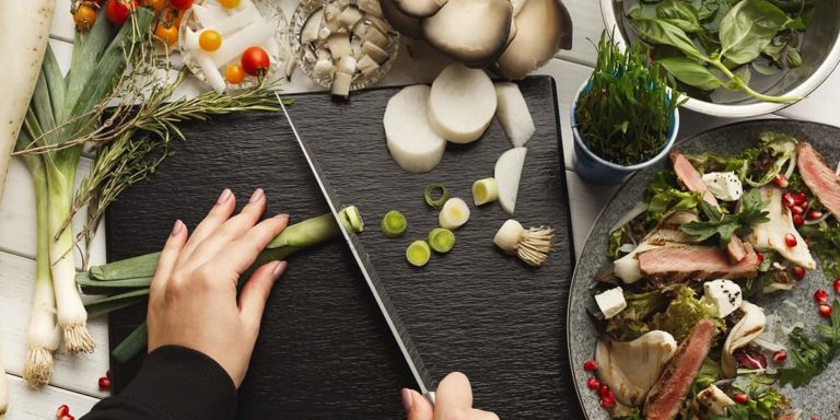 Woman cooking healthy food