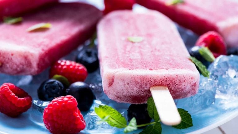Refreshing popsicle with berry fruits