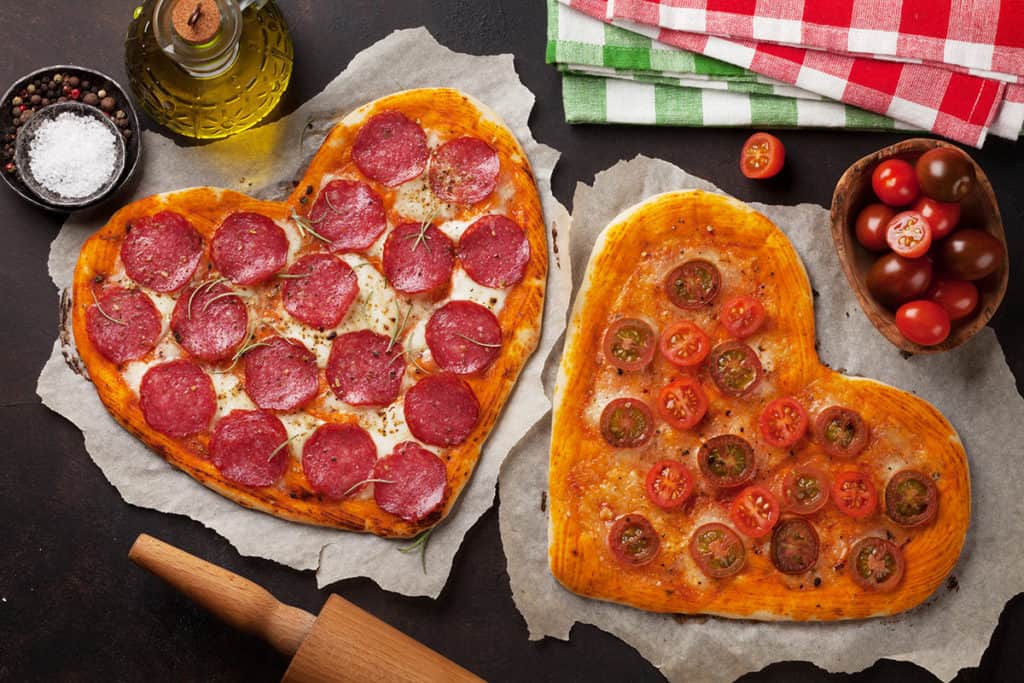 Heart shaped gluten free pizza