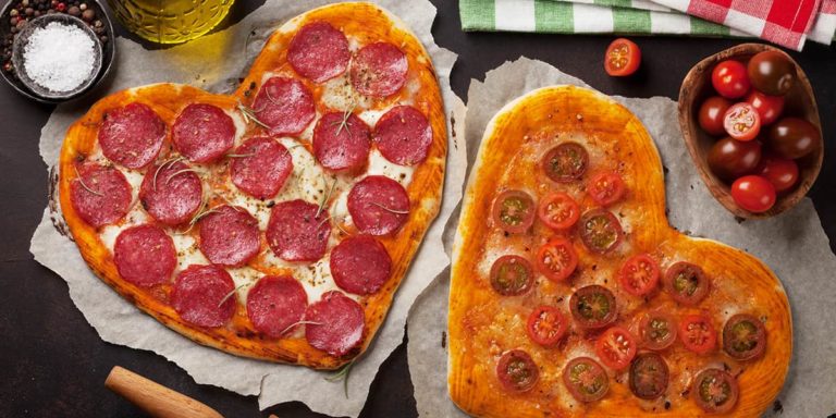 Heart shaped gluten free pizza