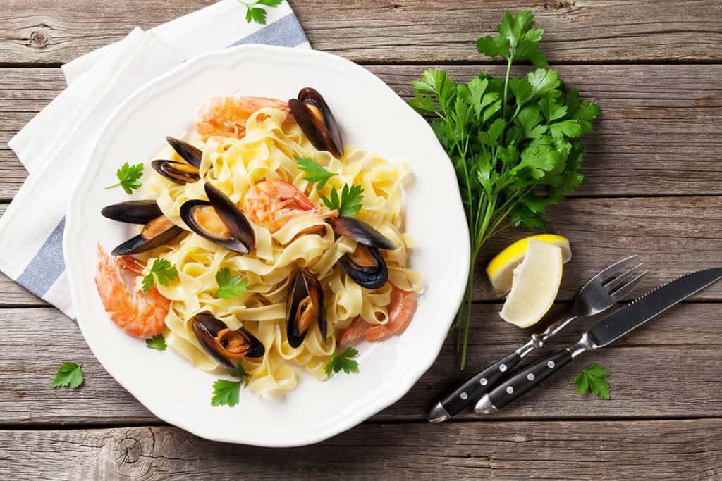 Pasta with seafood