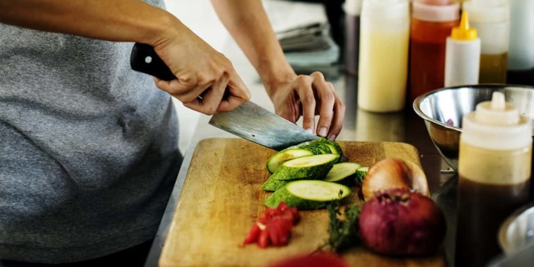 Preparing Food in Kitchen