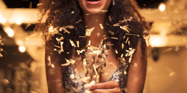 Woman Celebrating New Years Eve Resolutions