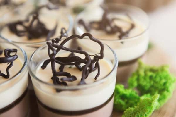 Italian panna cotta in glasses, closeup