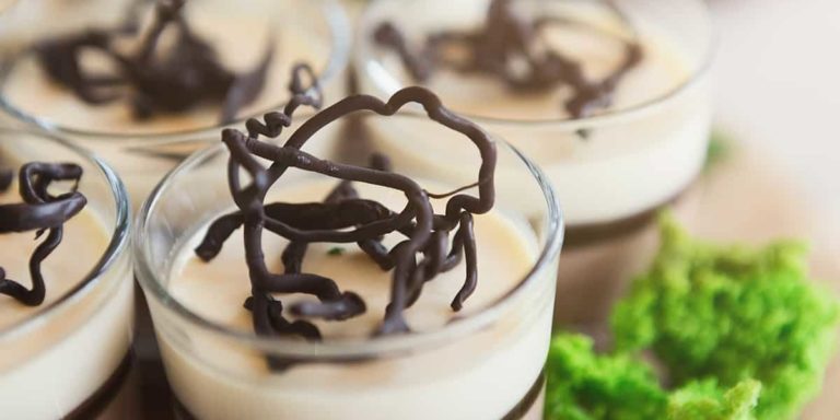 Italian panna cotta in glasses, closeup