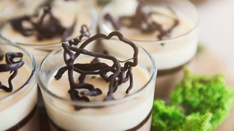 Italian panna cotta in glasses, closeup