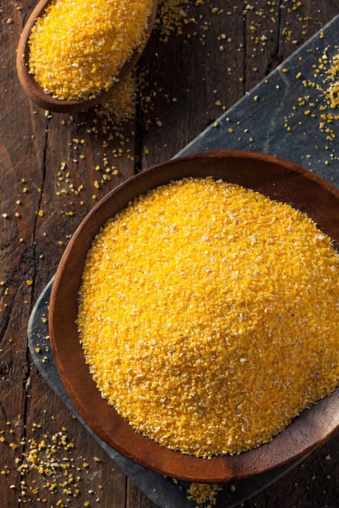 Raw Organic Polenta Corn Meal in a Bowl