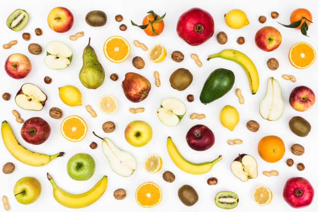 Tasty colorful fruit on white background, seamless food background