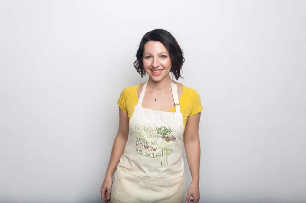 jennifer fugo wearing apron