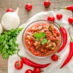 Mexican sauce salsa with ingredients