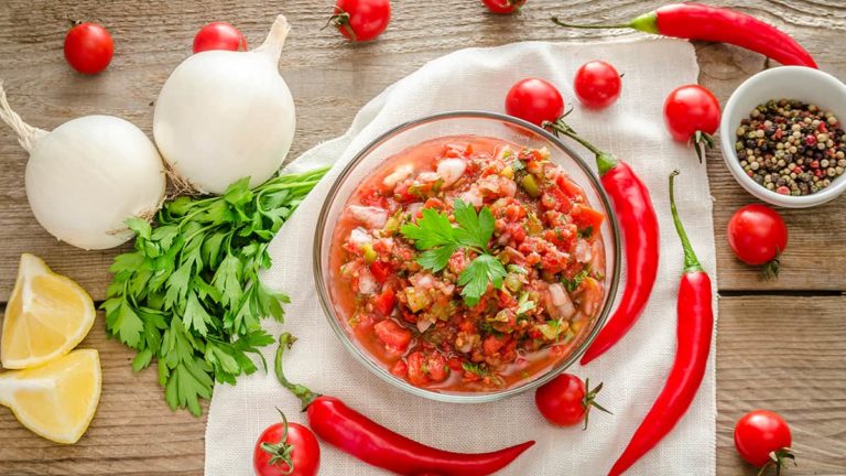 Mexican sauce salsa with ingredients