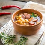 Soup with chickpeas and smoked sausage