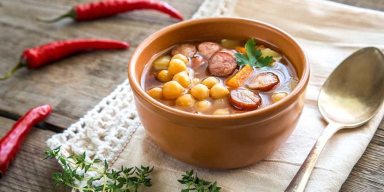 Soup with chickpeas and smoked sausage