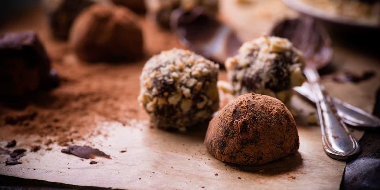 Assorted dark chocolate truffles