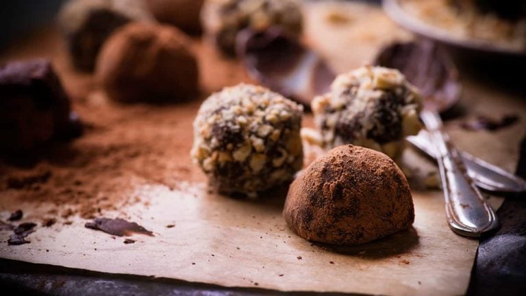 Assorted dark chocolate truffles