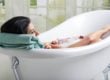 Woman taking bath for skin